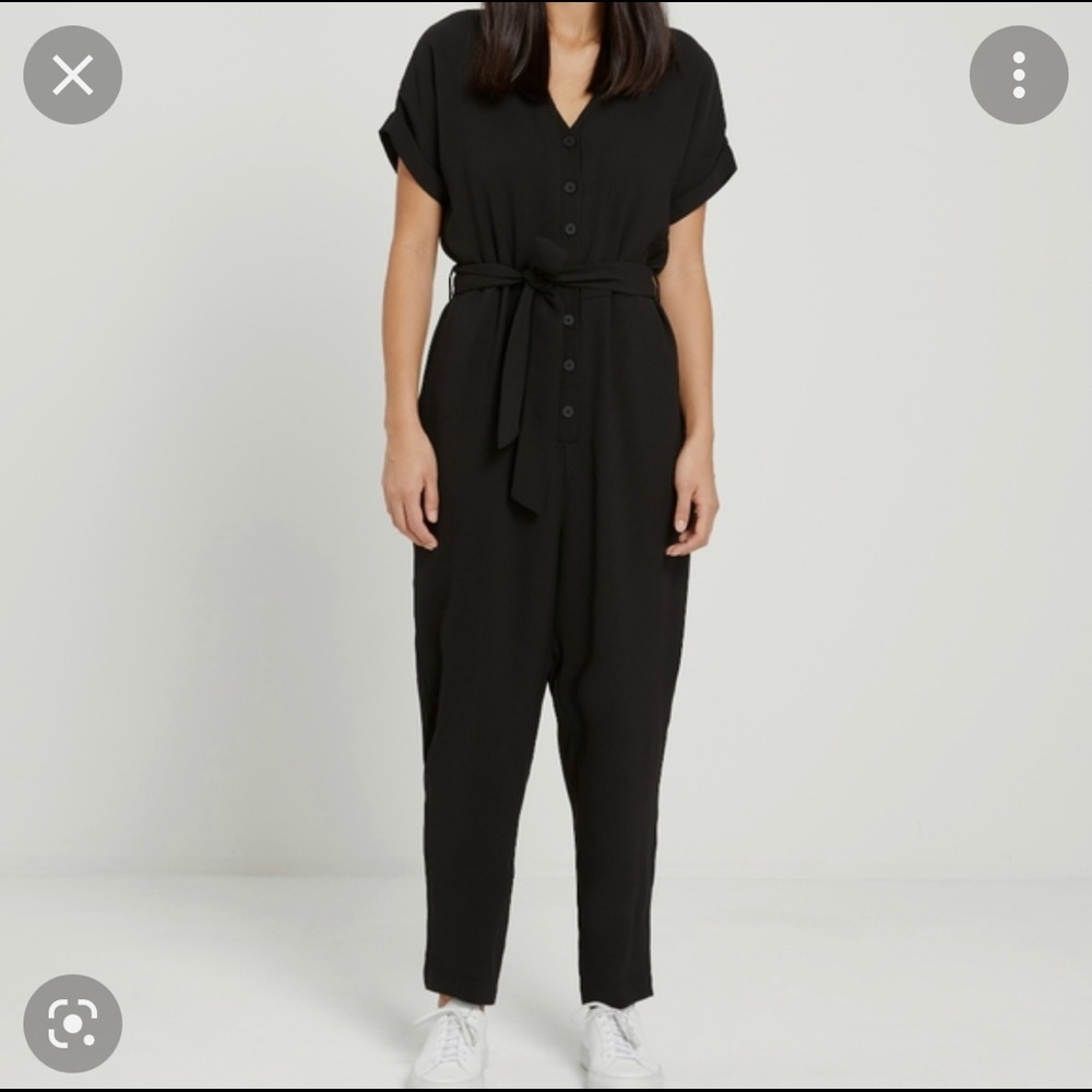 FRANK & OAK Black Belted Jumpsuit